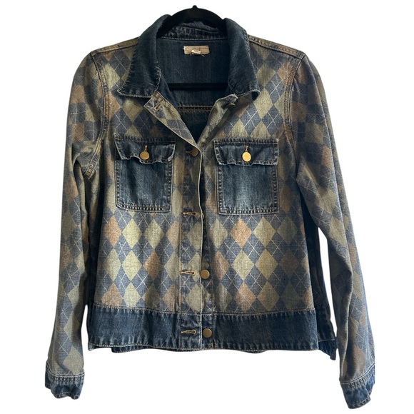 🎉HP🎉 Easel Argyle denim jacket size Small NWOT - Picture 2 of 8